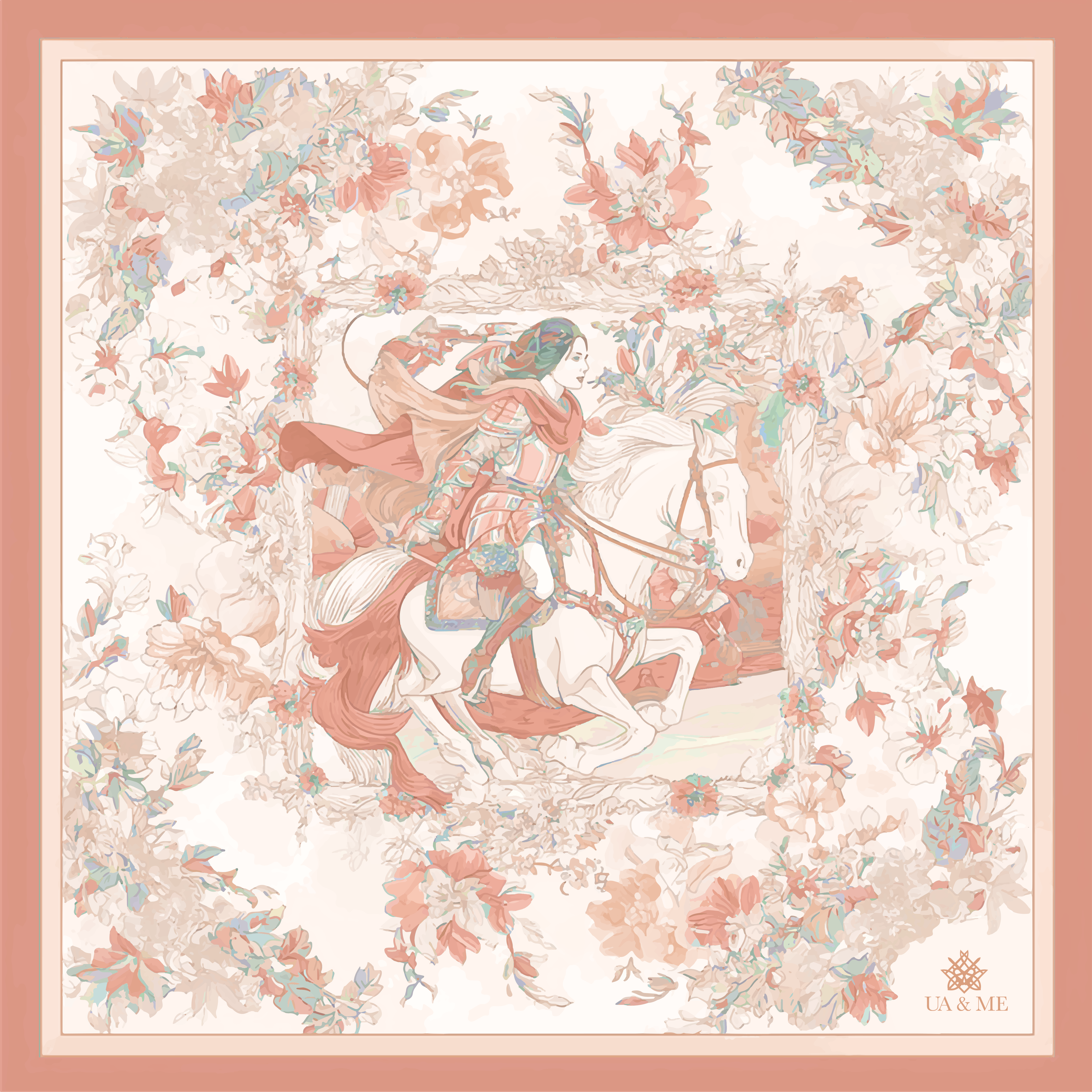 Square Cavaliere - Pink/Turquoise